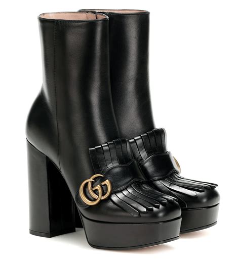 gucci marmont ankle leather boots sale used|Gucci knee high boots price.